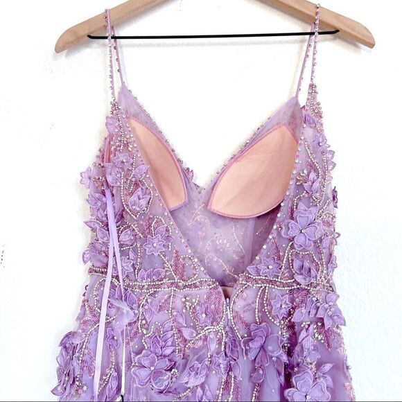 Mac Duggal High Low Spaghetti Strap Prom Gown 11207 Lilac - Picture 9 of 13